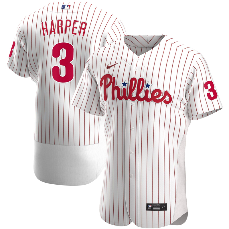 2020 MLB Men Philadelphia Phillies 3 Bryce Harper Nike White Home 2020 Authentic Player Jersey 1